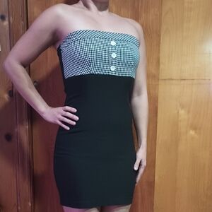 Papaya Strapless Black and White Dress